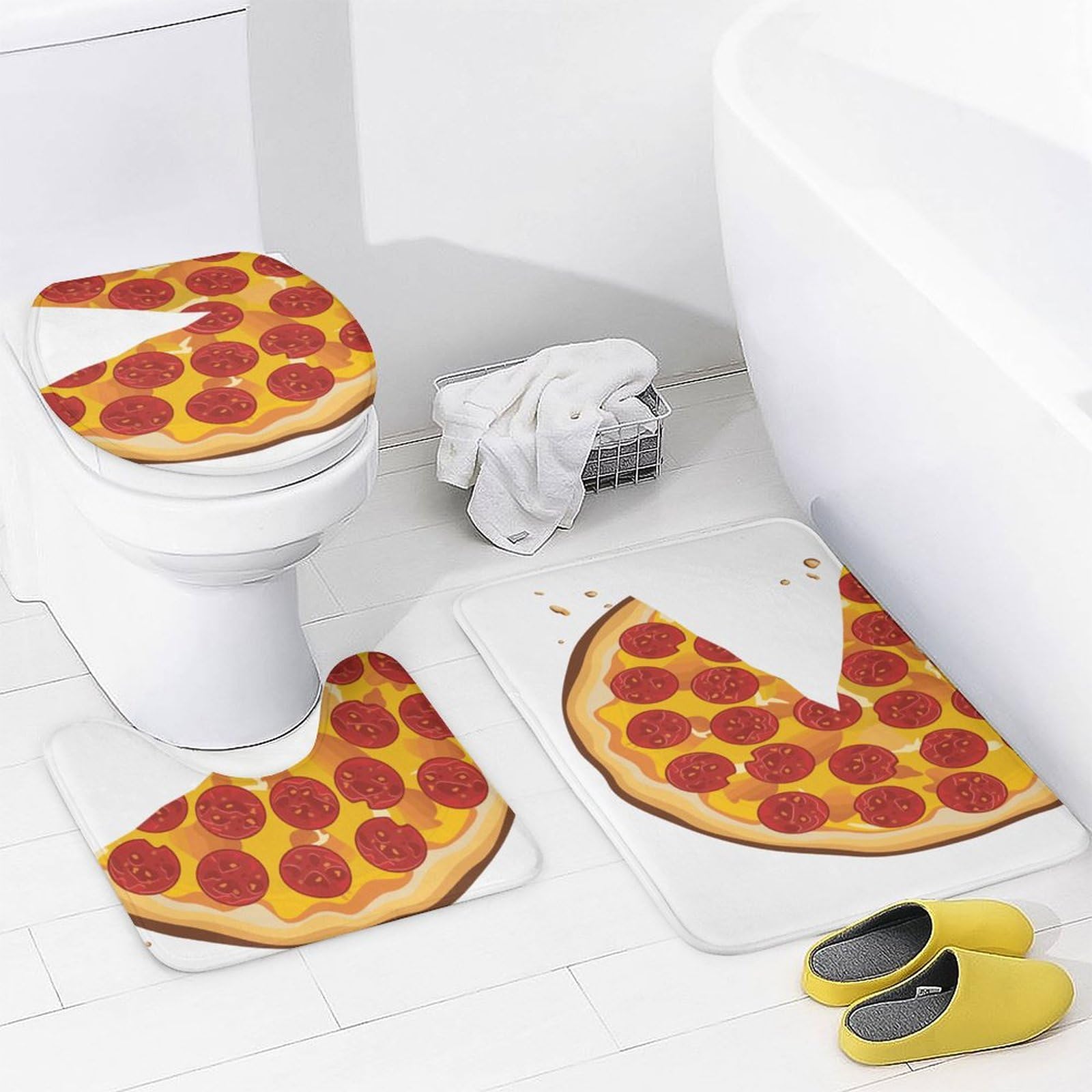 Amazon.com: 4 Piece Bathroom Shower Curtain Sets Pepperoni Cheese
